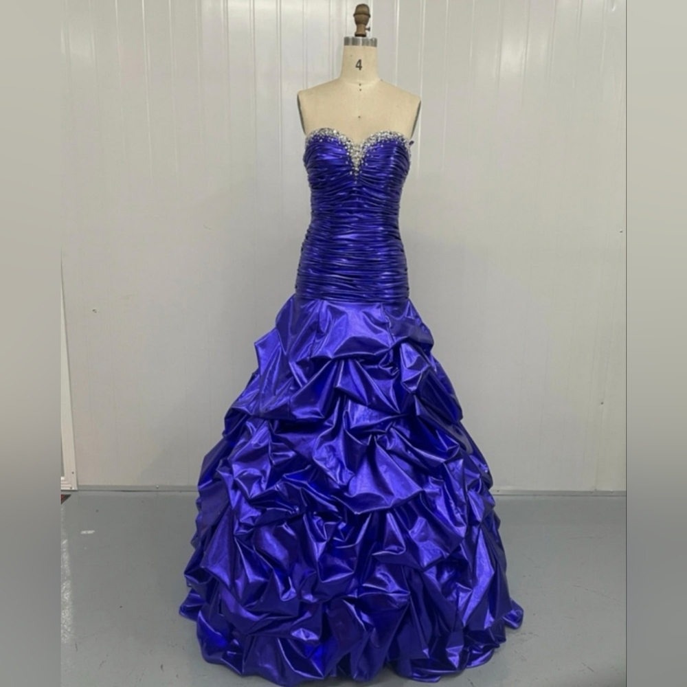 Metallic Purple Strapless Y2k Prom Gown
